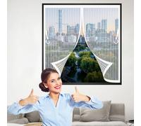 Mosquitera Puerta Magnetica 175 x 180 cm Malla Super Fina, Cierre Automático Cortina Mosquitera Fácil Instalación sin Taladrar para Salón Balcón Corredor Cocina, Blanco