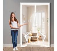 Mosquitera Puerta Magnetica 175 x 180 cm Protección Contra Insectos, Malla Fina, Mantiene El Aire Fresco, Mosquitera Magneticas para Puerta de Balcón, Puerta de Patio, Blanco