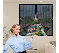 Mosquitera Puerta Magnetica 175 x 190 cm Malla Super Fina, Cierre Automático Mosquitera Porte Magnética Fácil Instalación sin Taladrar para Terraza, Patio, Ventana, Door, Negro