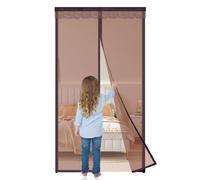 Mosquitera Puerta Magnetica 175x180cm,Cierre Automático, Instalación Fácil Sin Taladrar, para Puertas de Balcón y Patio, Cortina de Malla Fina Anti-Insectos,Marrón