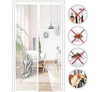 Mosquitera Puerta Magnetica,175x205cm (68.89x80.7in) Adsorción Magnética Anti Mosquito Insecto Mosquitera, Cortina de Malla Evita el Paso de Insectos,Para Dejar Pasar el Aire -Blanco-a