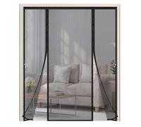 Mosquitera Puerta Magnética 175x205cm,Cortina Mosquitera Puerta Exterior con Imanes,Transpirables, Doble Apertura Lateral Cortina Antimoscas de Malla Antimosquitos,para Balcon Patio Corredera,Negro