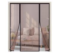 Mosquitera Puerta Magnética 175x205cm,Cortina Mosquitera Puerta Exterior con Imanes,Transpirables, Doble Apertura Lateral Cortina Antimoscas de Malla Antimosquitos,para Balcon Patio Corredera,Marrón