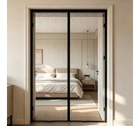 Mosquitera Puerta Magnética 177 x 280 cm Cierre Automático Transpirables, Antimosquitos Mosquitera Ventana Magnetica para Puertas de Salón Balcón Corredor, Negro