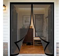 Mosquitera Puerta Magnetica 180 x 200 cm Junta Magnética de Arriba a Abajo, sin Taladrar, Transpirables, Resistente Al Viento Cortinas Antimosquitos para Puerta Corredera, Negro