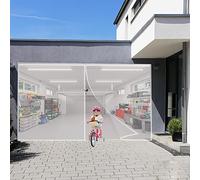 Mosquitera puerta magnetica, 180x200cm Malla de Fibra Impenetrable Súper Resistente, Totalmente Magnética, Cierre Automático (Blanca)