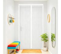 Mosquitera Puerta Magnética 184 x 210 cm Varios Tallas, Cierre Automático, Fácil de Instalar Cortina de Puerta Mosquitera para Puertas Del Balcón, Patio, Blanco