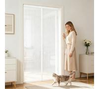 Mosquitera Puerta Magnética 192 x 225 cm Adsorción Magnética Plegable Fácil de Instalar Cortina Protección Contra Insectos para Puertas de Salón Balcón Corredor, Blanco