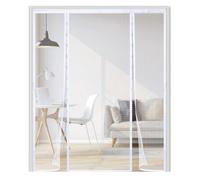 Mosquitera Puerta Magnética 200x210cm,Doble Apertura Lateral, Cierre Automático sin Huecos, Cortina Mosquitera para Puerta Corredera, Balcón y Terraza, Fácil Instalación, Blanco