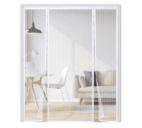 Mosquitera Puerta Magnetica 220x215cm,Doble Apertura Lateral Mosquitera Puerta Corredera, Se Cierra Automáticamente,Cortinas Mosquiteras para Puertas, Ventanas, Balcón,Blanco