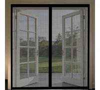 Mosquitera Puerta Magnetica 350 x 245 cm Junta Magnética de Arriba a Abajo, sin Taladrar, Transpirables, Resistente Al Viento Cortinas Mosquiteras para Puerta Exterior, Negro