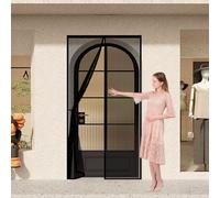 Mosquitera Puerta Magnetica 45 x 130 cm Se Cierra Automáticamente, Fácil Instalación Cortina Mosquitera Puerta Exterior para Exterior de Balcón Patio, Negro