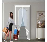 Mosquitera Puerta Magnetica 50 x 200 cm Junta Magnética de Arriba a Abajo, sin Taladrar, Transpirables Cortina Mosquitera Magnética para Correderas, Garaje O Patio, Blanco