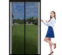 Mosquitera Puerta Magnética 52 x 175 cm Mantiene El Aire Fresco Dentro y Los Bichos Fuera, Cinta Mágica, Imanes Cierre Automático, Cortina Magnética Puerta, Cortinas Mosquiteras - para Balcón, Negro