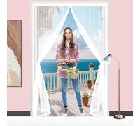 Mosquitera Puerta Magnetica 52 x 225 cm Cierre Automático, Antimosquitos, con Imanes Mosquitera para Puerta para Exterior de Balcón Patio, Blanco