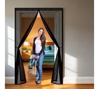 Mosquitera Puerta Magnetica 52 x 235 cm Mantiene El Aire Fresco Dentro y Los Bichos Fuera, Cinta Mágica, Imanes Cierre Automático, Anti Mosquito Insecto Mosquiteras para Balcón/Patio, Negro