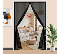 Mosquitera Puerta Magnetica 52 x 245 cm Cierre Automático, Antimosquitos, con Imanes Cortina Magnética para Puerta Exterior de Balcón Patio, Negro