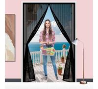 Mosquitera Puerta Magnetica 52 x 280 cm Cierre Automático, Antimosquitos, con Imanes Mosquitera para Puerta para Exterior de Balcón Patio, Negro