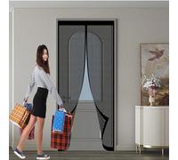Mosquitera Puerta Magnetica 56 x 208 cm Junta Magnética de Arriba a Abajo, sin Taladrar, Transpirables Cortina Mosquitera Magnética para Correderas, Garaje O Patio, Negro
