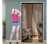 Mosquitera Puerta Magnetica 60 x 110 cm sin Taladrar, Antimosquitos Cortinas Antimosquitos Fácil Instalación con Cinta Mágica para Salón Balcone Corredor, Negro