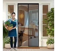 Mosquitera Puerta Magnetica 60 x 120 cm Malla Resistente, Autosellante Fly Curtains for Door Fácil Instalación con Cinta Mágica para Salón Balcón Corredor Cocina, Negro
