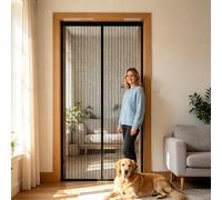Mosquitera Puerta Magnética 60 x 165 cm Mantiene El Aire Fresco Dentro y Los Bichos Fuera Mosquitera Puerta a Prueba de Gatos para Puertas de Salón Balcón Corredor, Negro
