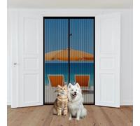 Mosquitera Puerta Magnética 60 x 165 cm Transpirables Antimosquitos, Sin Taladros, Magnético Automático, Con Velcra, Puerta de Malla Magnética para Ventanas y Balcón, Negro