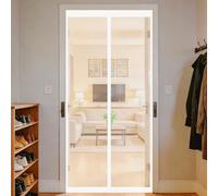 Mosquitera Puerta Magnética 60 x 180 cm Junta Magnética de Arriba a Abajo, sin Taladrar, Transpirables, Resistente Al Viento Cortina Puerta para Exterior, Blanco