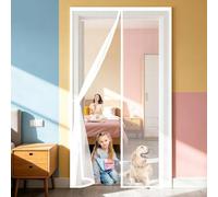 Mosquitera Puerta Magnetica 60 x 180 cm Puerta de Malla Magnética Cierre Magnético de Arriba a Abajo, Automáticamente, Mantiene El Aire Fresco, para Patio Balcón, Blanco