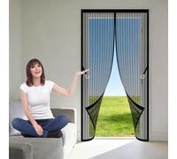 Mosquitera Puerta Magnetica 60 x 180 cm Se Cierra Automáticamente Cortina Mosquitera Puerta Exterior Resistente Al Viento Resistente para Exterior de Balcón Patio, Negro