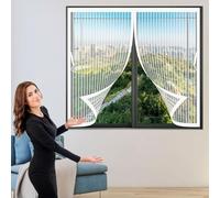 Mosquitera Puerta Magnetica 61 x 97 cm Malla Super Fina, Cierre Automático Magnetica Puerta Cortinas Fácil Instalación, Varios Tallas para Salón Balcón Corredor Cocina, Blanco
