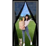 Mosquitera Puerta Magnetica 65 x 185 cm Mantiene El Aire Fresco Dentro y Los Bichos Fuera, Cinta Mágica, Imanes Cierre Automático, Mosquitero Magnético para Puerta para Balcón/Patio, Negro