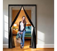 Mosquitera Puerta Magnética 65 x 185 cm Mantiene El Aire Fresco Dentro y Los Bichos Fuera, Cinta Mágica, Imanes Cierre Automático, Cortinas Mosquitera Puerta Magnetica para Balcón/Patio, Negro