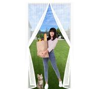 Mosquitera Puerta Magnetica 65 x 185 cm Mantiene El Aire Fresco Dentro y Los Bichos Fuera, Cinta Mágica, Imanes Cierre Automático, Mosquitero Magnético para Puerta para Balcón/Patio, Blanco