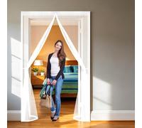 Mosquitera Puerta Magnética 65 x 195 cm Mantiene El Aire Fresco Dentro y Los Bichos Fuera, Cinta Mágica, Imanes Cierre Automático, Cortinas Mosquitera Puerta Magnetica para Balcón/Patio, Blanco