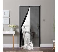 Mosquitera Puerta Magnética 65 x 195 cm Transpirables Antimosquitos, Sin Taladros, Magnético Automático, Con Velcra, Puerta de Malla Corredera para Ventanas y Balcón, Negro
