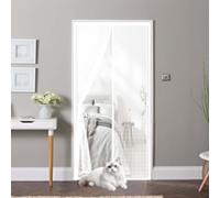 Mosquitera Puerta Magnética 65 x 195 cm Transpirables Antimosquitos, Sin Taladros, Magnético Automático, Con Velcra, Puerta de Malla Corredera para Ventanas y Balcón, Blanco