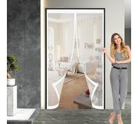 Mosquitera Puerta Magnetica 67 x 167 cm Protección Contra Insectos, Malla Fina, Mantiene El Aire Fresco, Mosquitera con Imanes para Puerta Corredera, Puerta de Salón, Blanco