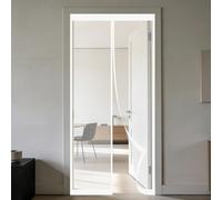 Mosquitera Puerta Magnetica 70 x 105 cm Junta Magnética de Arriba a Abajo, sin Taladrar, Transpirables, Resistente Al Viento Mosquitera Reversible para Puerta Corredera, Blanco