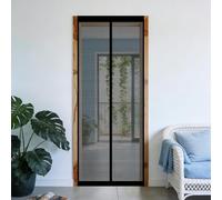 Mosquitera Puerta Magnetica 70 x 130 cm Junta Magnética de Arriba a Abajo, sin Taladrar, Transpirables, Resistente Al Viento Cortinas Mosquiteras para Puerta Corredera, Negro