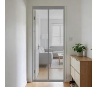 Mosquitera Puerta Magnética 70 x 130 cm Junta Magnética de Arriba a Abajo, sin Taladrar, Transpirables, Resistente Al Viento Cortina Puerta para Exterior, Gris