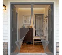 Mosquitera Puerta Magnetica 70 x 140 cm Junta Magnética de Arriba a Abajo, sin Taladrar, Transpirables, Resistente Al Viento Cortinas Antimosquitos para Puerta Corredera, Gris