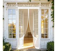 Mosquitera Puerta Magnetica 70 x 140 cm Junta Magnética de Arriba a Abajo, sin Taladrar, Transpirables, Resistente Al Viento Mosquitera para Puerta para Exterior, Blanco