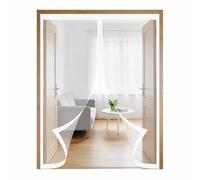 Mosquitera Puerta Magnética 70 x 140 cm Junta Magnética de Arriba a Abajo, sin Taladrar, Transpirables, Resistente Al Viento Cortina Puerta para Exterior, Blanco
