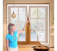 Mosquitera Puerta Magnetica 70 x 90 cm Cierre Automático, Protección Insectos, Resistente a La Rotura Cortina Mosquiteras Magnética para Correderas, Garaje O Patio, Blanco