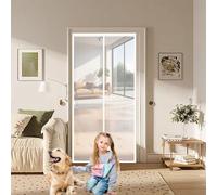 Mosquitera Puerta Magnetica 71 x 134 cm Contra Respirable, con Imanes Mosquitera para Puerta Anti-Insectos, Resistente, Fácil Instalación Adiós a Los Mosquitos, Blanco