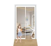 Mosquitera Puerta Magnetica 74 x 203 cm Se Cierra Automáticamente Cortina Magnetica Mosquitera Fácil Instalación sin Taladrar para Puerta Exterior de Balcón/Patio, Blanco