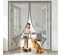 Mosquitera Puerta Magnetica 74 x 250 cm Malla Ultrafina, Transpirables, Fácil Instalación Adhesiva Magnético Cortina para Protección Contra Insectos para Salón, Balcón, Gris