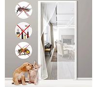 Mosquitera Puerta Magnética, 75x205cm Corredera Cortina Mosquitera Magnética para Puertas, Cierre Magnético Automático Contra Insectos, Sala de Estar, Balcón Blanca