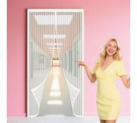 Mosquitera Puerta Magnetica 77 x 181 cm sin Taladrar Cortina Mosquitera Puerta Exterior para de Balcón O Terraza, Blanco